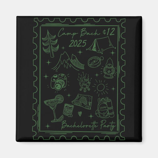 Camp Bach 2025 Team Bride Retro Camping Bacheloret Magnet (Framsidan)