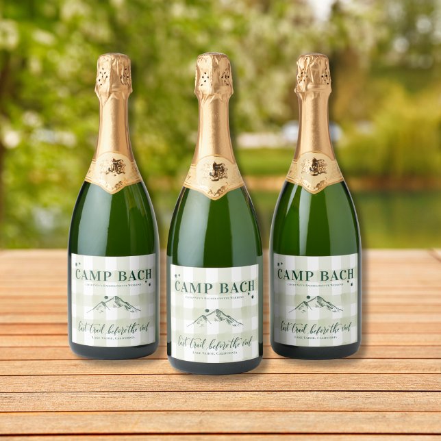 CAMP BACH- Anpassningsbar Champagne Label Rustic V (Rustic Camp Bach champagne label – perfect for outdoor bachelorette toasts in the woods!)