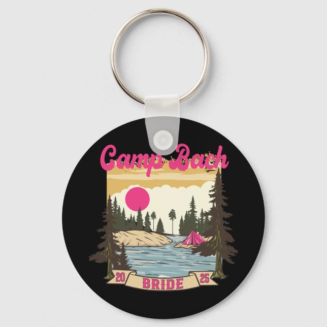 Camp Bach Bride Bridesmaid Retro Camping Bachelore Nyckelring (Framsida)