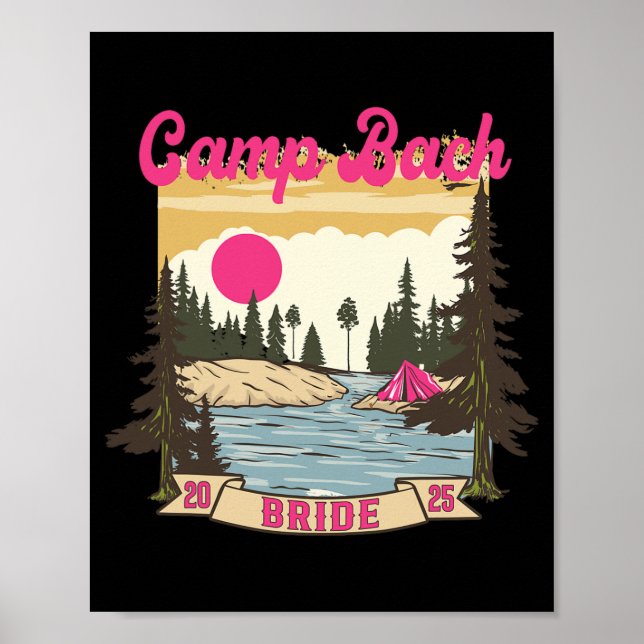 Camp Bach Bride Bridesmaid Retro Camping Bröllopet Poster (Framsidan)
