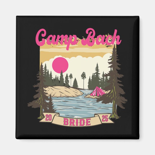 Camp Bach Brud Brudtärna Retro Camping Sjunger Magnet (Framsidan)