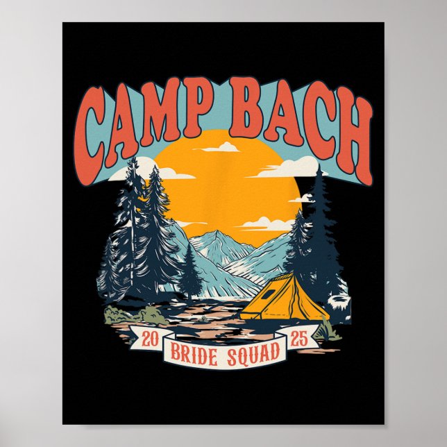 Camp Bach Brud Sällskapet 2025 Retro Camping S möh Poster (Framsidan)