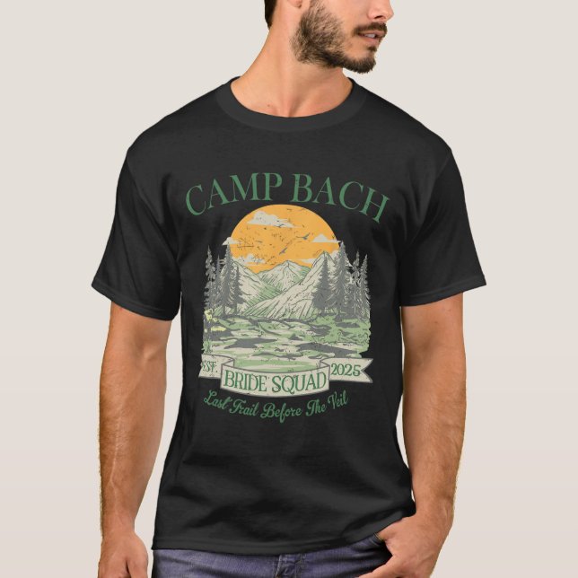Camp Bach Brud Squad Retro Camping Möhippa P T Shirt (Framsida)