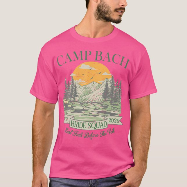 Camp Bach Brud Squad Retro Camping Systerfest P T Shirt (Framsida)