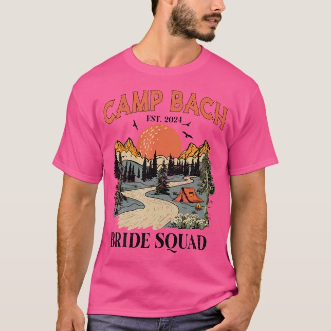 Camp Bach Brud Trupp Vandring Camping Möhippa  T Shirt (Framsida)