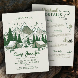 Camp Bach Camping Grönt 3-dagars Bachelorette Part Inbjudningar