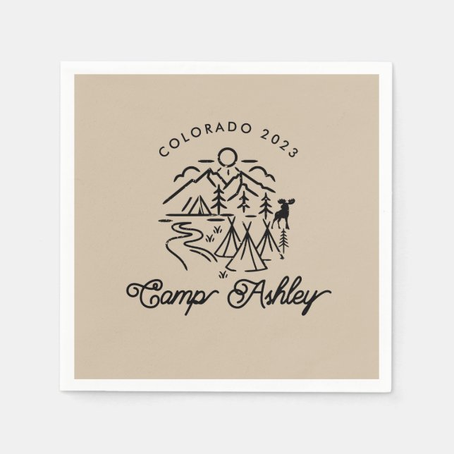 Camp Bachelorette Anpassningsbar Cocktail Napkins Pappersservett (Framsidan)