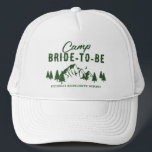 Camp Bachelorette Bride to be BE Keps<br><div class="desc">Cute Camping bachelorette-hatt för den blivande bruden som har en teckning på en campingplats med berg,  träd,  måne och en textmall som är lätt att anpassa.</div>