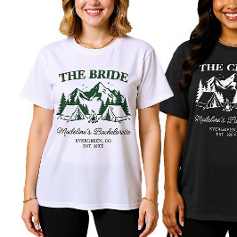 Camp Bachelorette Camping Forest Grönt Cabin Crew T Shirt