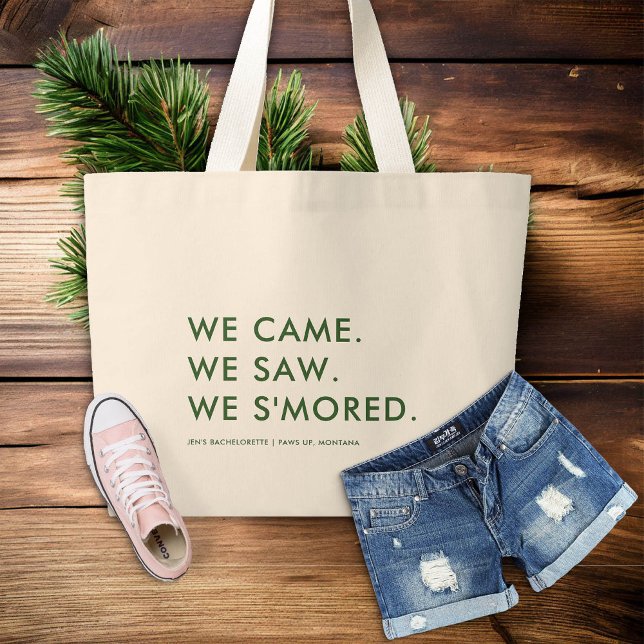 Camp Bachelorette Camping Funny Bridesmaids Gift Jumbo Tygkasse (camp bachelorette party forest green bridesmaid gift funny tote bag)