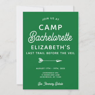 Camp Bachelorette Editable Party Inbjudningar