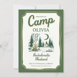 Camp Bachelorette Grön Glamping-resa Inbjudningar