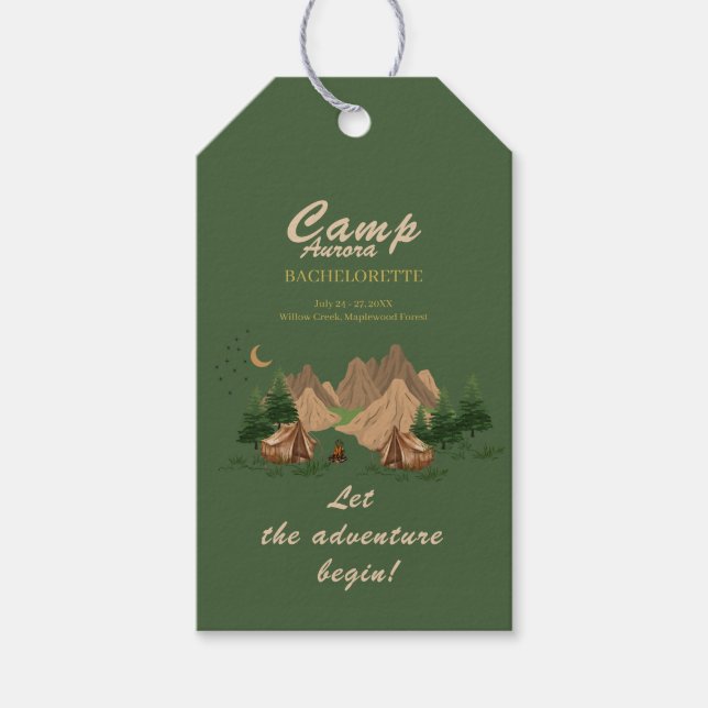 Camp Bachelorette Helg Adventures Presentetikett (Framsidan)