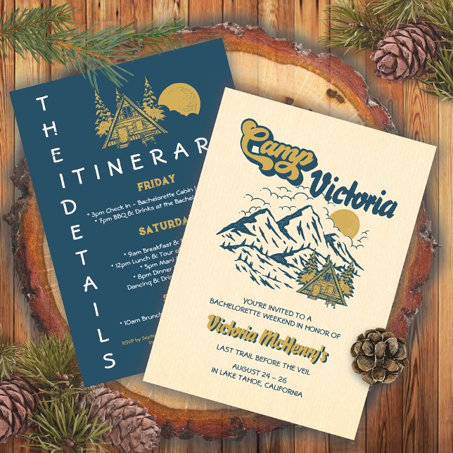 Camp Bachelorette Itinerary Girls Helg Party Inbjudningar (Skapare uppladdad)