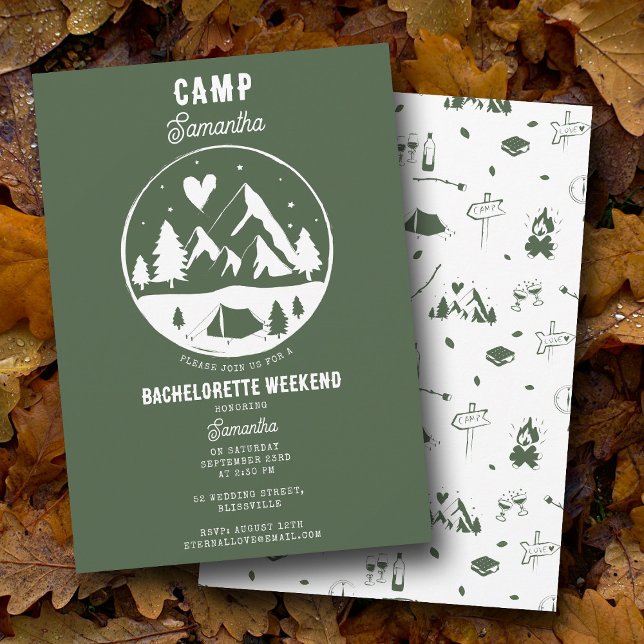 Camp Bachelorette Party Camping Bach Weekend Inbjudningar (Camp Bachelorette Party Camping Bach Weekend Invitation)