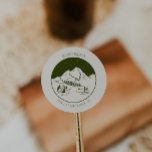 Camp Bachelorette Party Favor Sticker Runt Klistermärke<br><div class="desc">Det här är en klickbar mall för klistermärke med vackra bergscen och en vildmarksinspirerad typsnittskoppling. // För matchande artiklar, gå till "CAMP BACHELORETTE"-samlingen i Sincerely By Nicole Zazzle-butiken. * Om du tycker om den här designen men inte ser den tillgänglig för något du är tittar för, kontakta mig när som...</div>