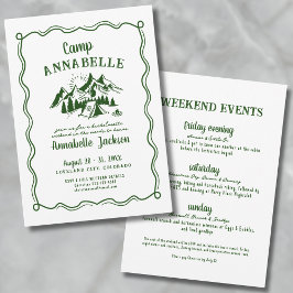 Camp Bachelorette Party Girls Helg Inbjudningar