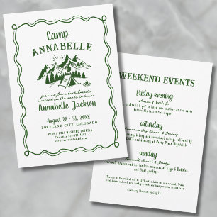 Camp Bachelorette Party Girls Helg Inbjudningar