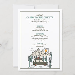 Camp Bachelorette Party Helg Itinerary Inbjudningar