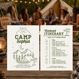 Camp Bachelorette Party Itinerary Camping Inbjudningar