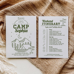 Camp Bachelorette Party Itinerary Camping Inbjudningar