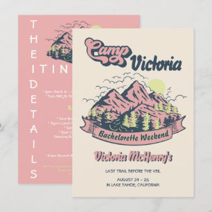 Camp Bachelorette Rosa Mountain Girls Helg Inbjudningar