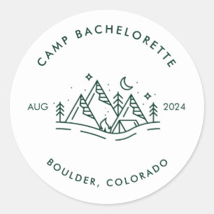 Camp Bachelorette Round Sticker Runt Klistermärke
