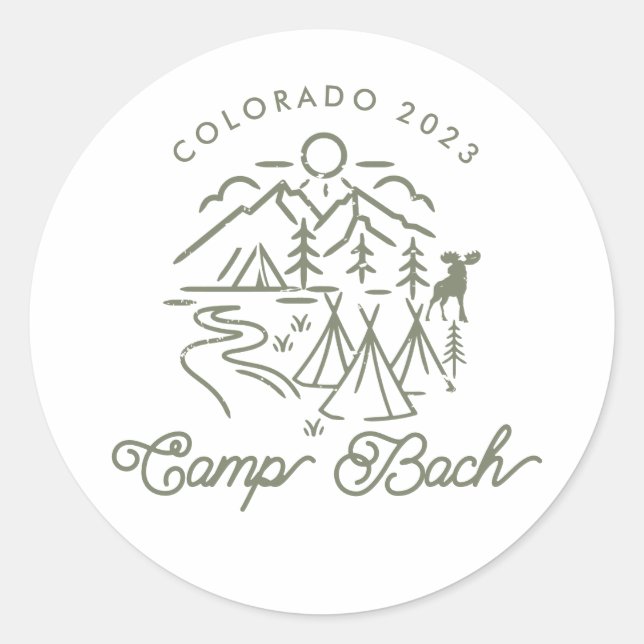 Camp Bachelorette Sticker Runt Klistermärke (Framsida)
