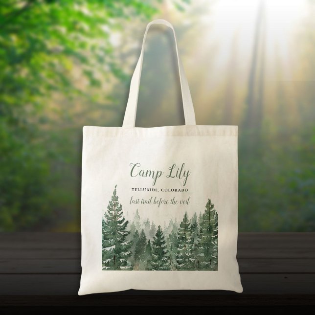 Camp Bachelorette Woodland Forest Helg Party Tygkasse (Camp Bachelorette Woodland Forest Weekend Party Tote Bag)
