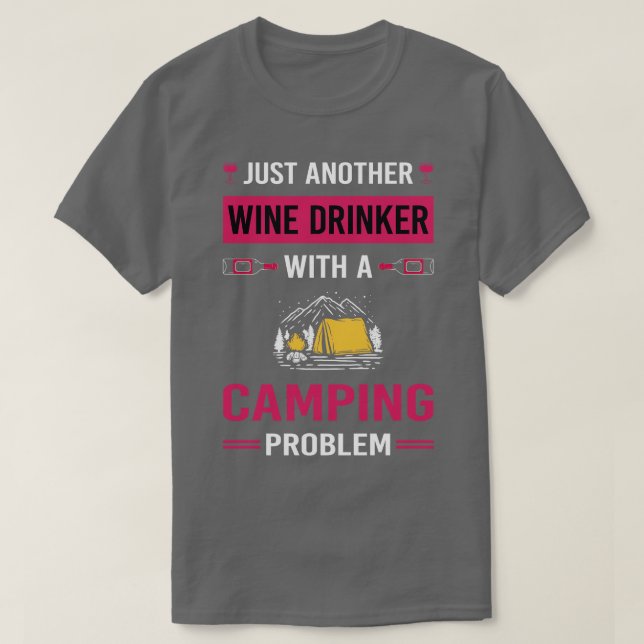 Camp Camper vin Drinker Camping T Shirt (Design framsida)