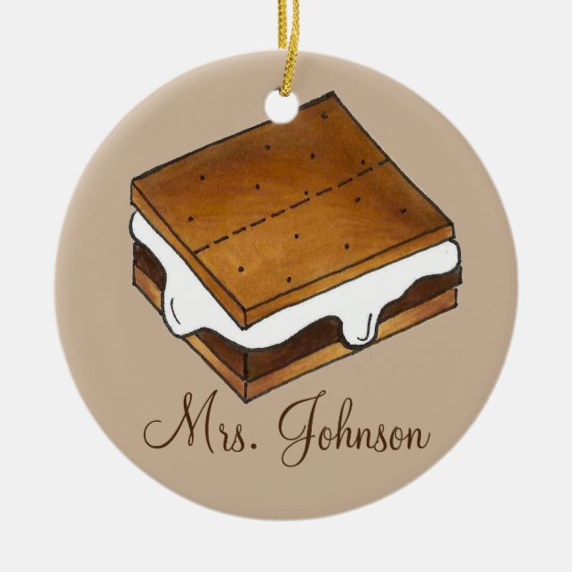 Camp Campfire S'mores Teacher Appreciation Gift Julgransprydnad Keramik (Framsidan)