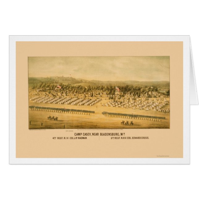 Camp Casey och fort Lincoln nära Bladensburg 1861 Hälsningskort (Framsidan Horizontal)