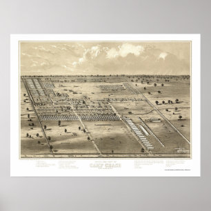 Camp Chase, OH Panoramic Karta - ca 1863 Poster