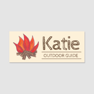 Camp Counselor Hiking Campfire Exdoor Guide Namnbricka