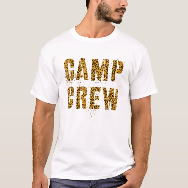 CAMP CREW Leopard Skriv ut sommarpersonalråd Tea T Shirt (Framsida)