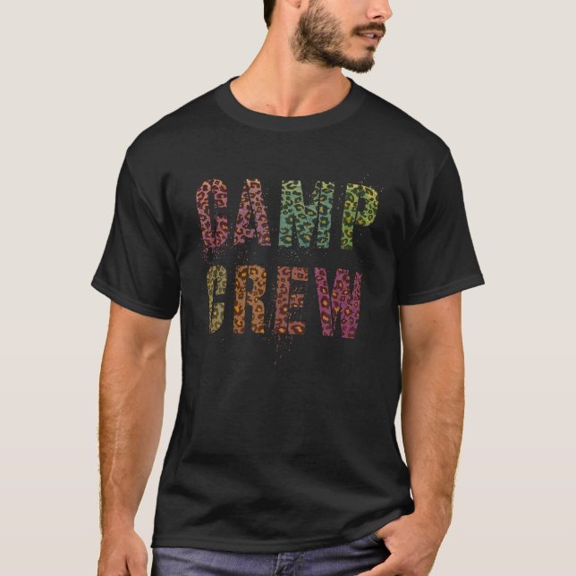 CAMP CREW Leopard Skriv ut sommarpersonalråd Tea T Shirt (Framsida)