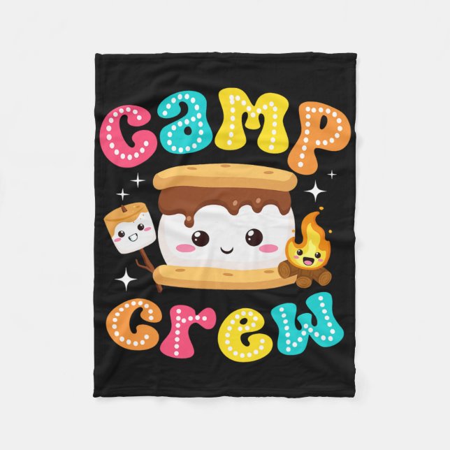 Camp Crew S'mores Marshmallow Camping Familjeutfly Fleecefilt (Framsidan)