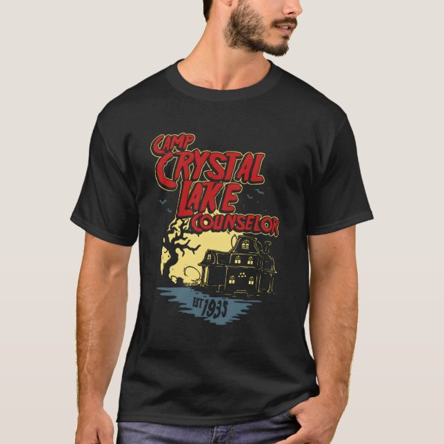 Camp Crystal Sjö Counselor 80'S Horror T Shirt (Framsida)