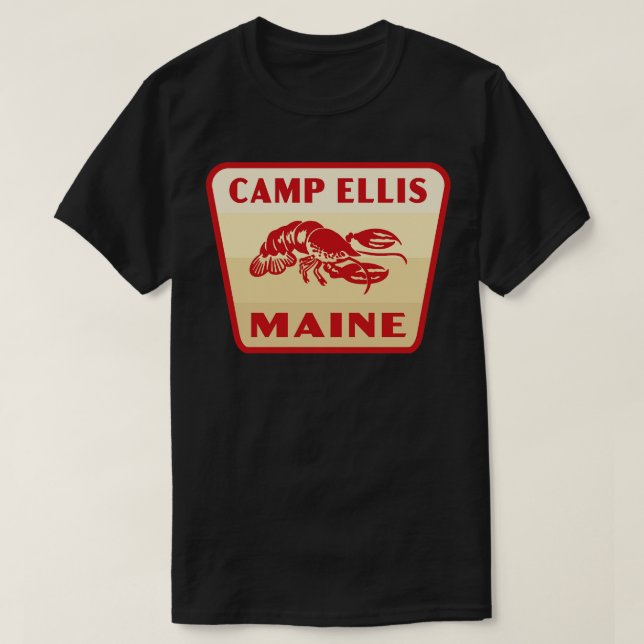 Camp Ellis Maine Retro Badge Tan T Shirt (Design framsida)