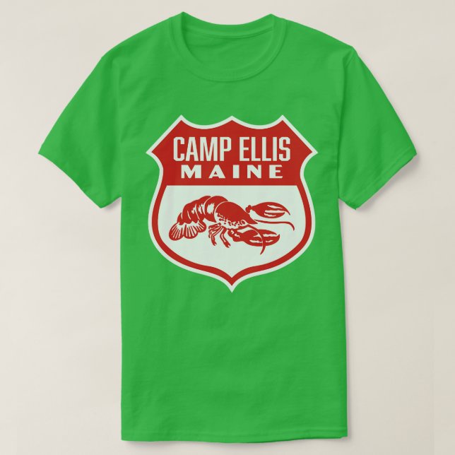Camp Ellis Maine Retro Shield Red T Shirt (Design framsida)
