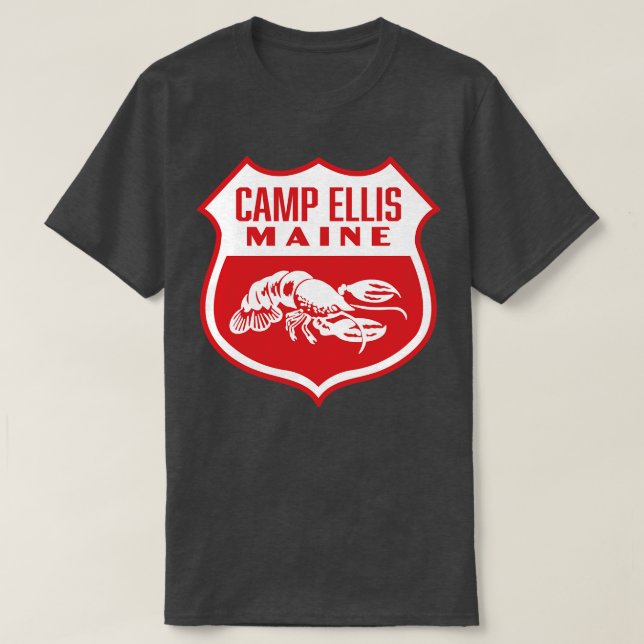 Camp Ellis Maine Retro Shield White T Shirt (Design framsida)