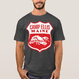 Camp Ellis Maine Retro Shield White T Shirt