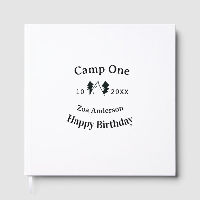 Camp en glad födelsedag namn datum campingäventyr gästböcker (Framsida)