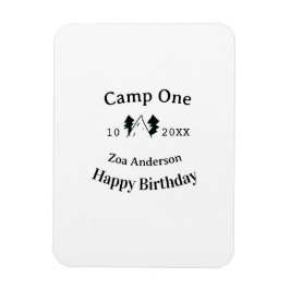 Camp en glad födelsedag namn datum campingäventyr magnet