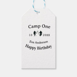 Camp en glad födelsedag namn datum campingäventyr presentetikett