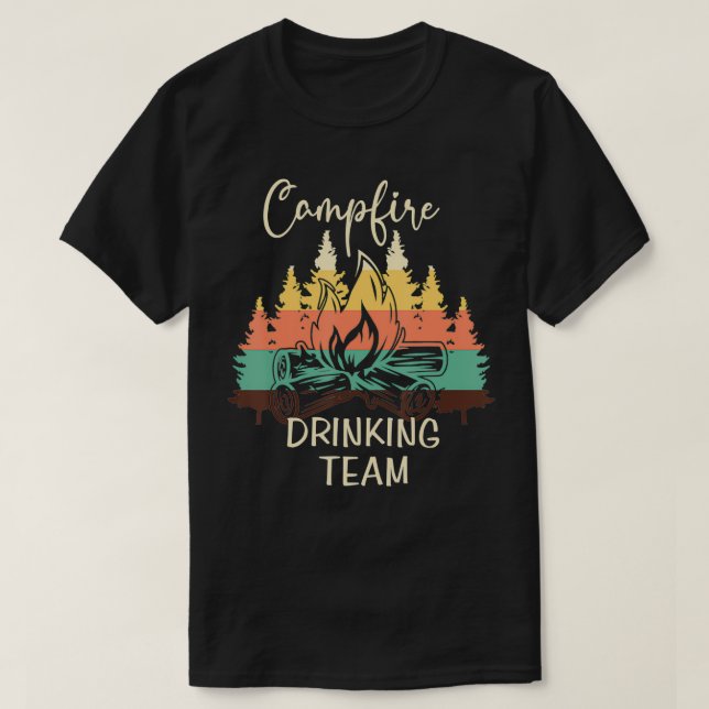 Camp Fire Drinking Team Camping  T Shirt (Design framsida)