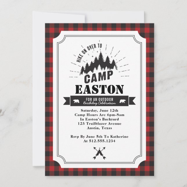 Camp Födelsedagsfest inbjudan (Framsida)