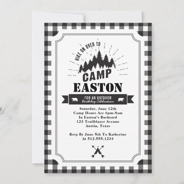 Camp Födelsedagsfest inbjudan (Framsida)