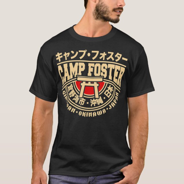 Camp Foster Okinawa Japan Ginowan Japanska Kanji C T Shirt (Framsida)
