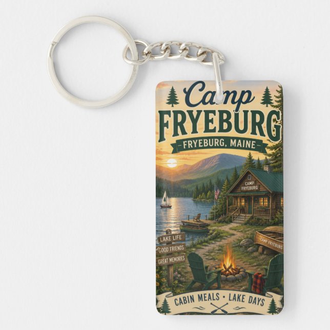 Camp Fryeburg Maine rektangulär akrylnyckelring (Framsidan)